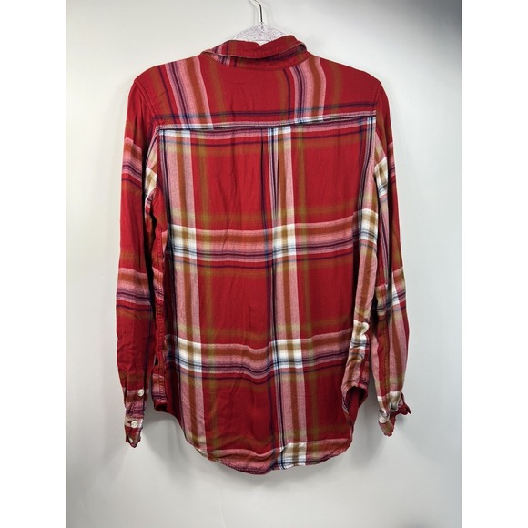 Mossimo Supply Co. Boyfriend Fit Shirt Women's Size S Red Plaid - Picture 2 of 9